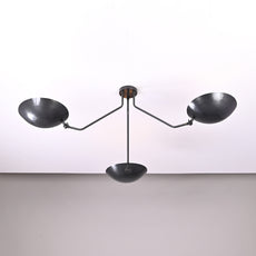 Mid-Century Modern Brass Chandelier | Customizable Flush-Mount Ceiling Light 3-Arm Adjustable Light Fixture - 32385