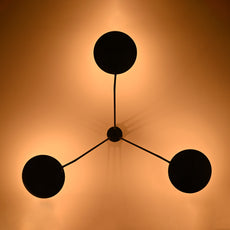 Mid-Century Modern Brass Chandelier | Customizable Flush-Mount Ceiling Light 3-Arm Adjustable Light Fixture - 32385