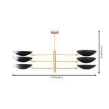 Milan Disc Linear Chandelier dimension image showing 50 inch width and 25 inch overall height.