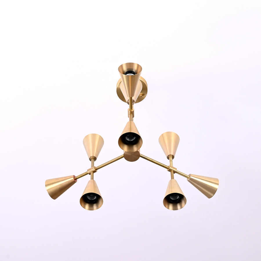 Modern Brass Chandelier | Mid-Century Modern Pendant Light | Customizable Ceiling Fixture |  - 32387