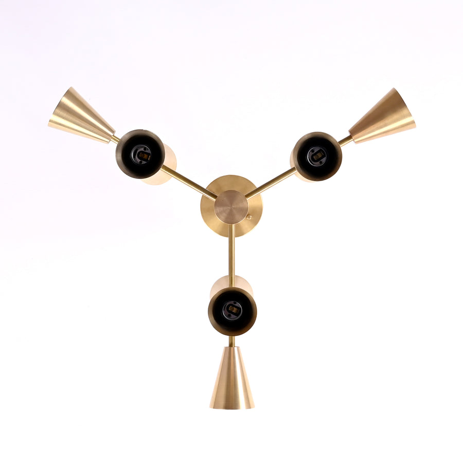 Modern Brass Chandelier | Mid-Century Modern Pendant Light | Customizable Ceiling Fixture |  - 32387