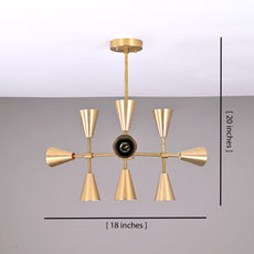 Industrial Brass Made, 9 Lights Brass Pendant Lamp 1950s Mid Century Modern Altona Sputnik Chandelier Light Fixture Ceiling Designer Atomic Age Design Barebulb