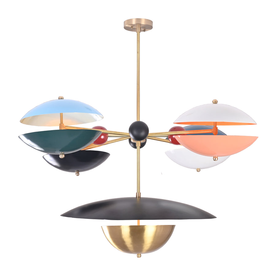 Mid-Century Modern ColorfBrass Chandelier – Customizable Contemporary Ceiling Light Fixture - 32389