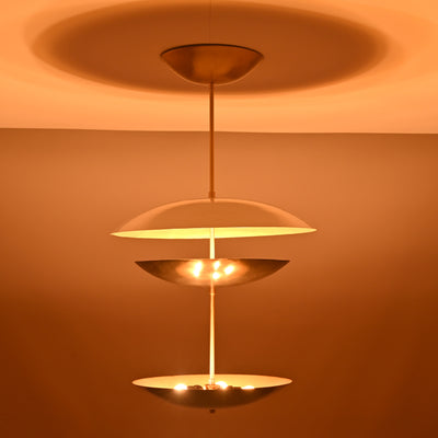 Three-Tier Dome Pendant Chandelier | 24" Wide | Customizable Modern Brass Ceiling Light | Handmade &  - 32393