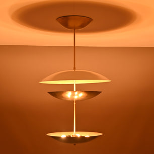 6 Lights Brass Disc Fountain Ceiling Pendant Lamp Raw Brass Finish Uplifting Light by Brass Leaf Studio 32392