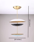 6 Lights Brass Disc Fountain Ceiling Pendant Lamp Raw Brass Finish Uplifting Light by Brass Leaf Studio 32392