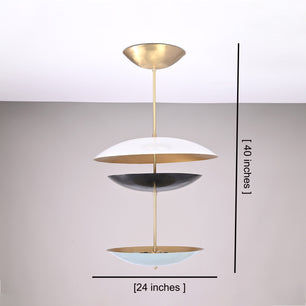 6 Lights Brass Disc Fountain Ceiling Pendant Lamp Raw Brass Finish Uplifting Light by Brass Leaf Studio 32392