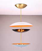 6 Lights Brass Disc Fountain Ceiling Pendant Lamp Raw Brass Finish Uplifting Light by Brass Leaf Studio 32392