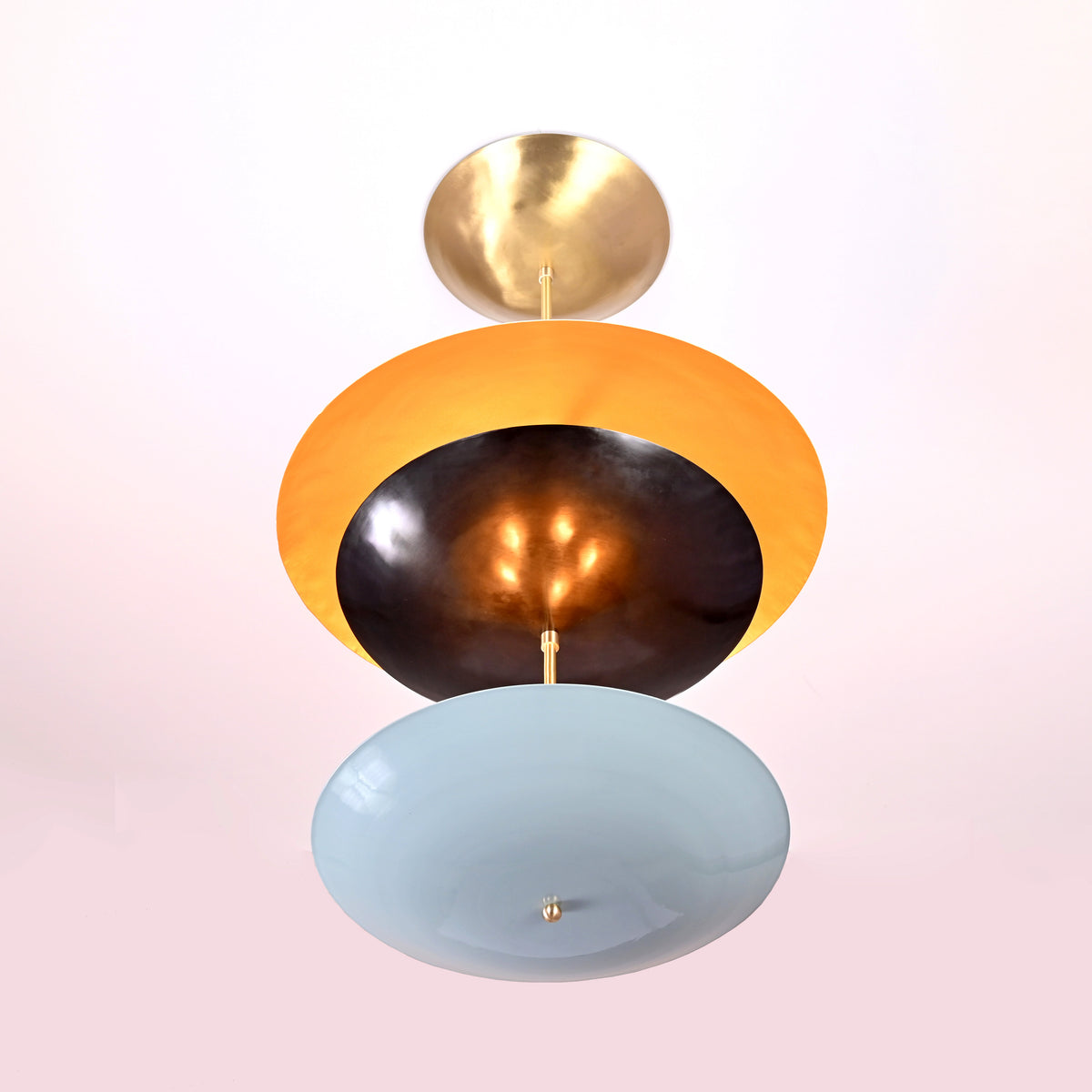 Three-Tier Dome Pendant Chandelier | 24" Wide | Customizable Modern Brass Ceiling Light | Handmade &  - 32393