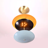 Three-Tier Dome Pendant Chandelier | 24" Wide | Customizable Modern Brass Ceiling Light | Handmade &  - 32393