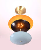 6 Lights Brass Disc Fountain Ceiling Pendant Lamp Raw Brass Finish Uplifting Light by Brass Leaf Studio 32392