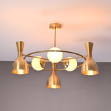 Diabolo Brass Chandelier | Two-Way Ceiling Light | Mid-Century Modern Pendant | Customizable Finish |  - 32395