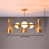 Diabolo Brass Chandelier | Two-Way Ceiling Light | Mid-Century Modern Pendant | Customizable Finish |  - 32395