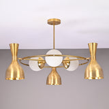Diabolo Brass Chandelier | Two-Way Ceiling Light | Mid-Century Modern Pendant | Customizable Finish |  - 32395