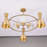 Diabolo Brass Chandelier | Two-Way Ceiling Light | Mid-Century Modern Pendant | Customizable Finish |  - 32395