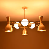Diabolo Brass Chandelier | Two-Way Ceiling Light | Mid-Century Modern Pendant | Customizable Finish |  - 32395