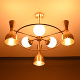 Diabolo Brass Chandelier | Two-Way Ceiling Light | Mid-Century Modern Pendant | Customizable Finish |  - 32395