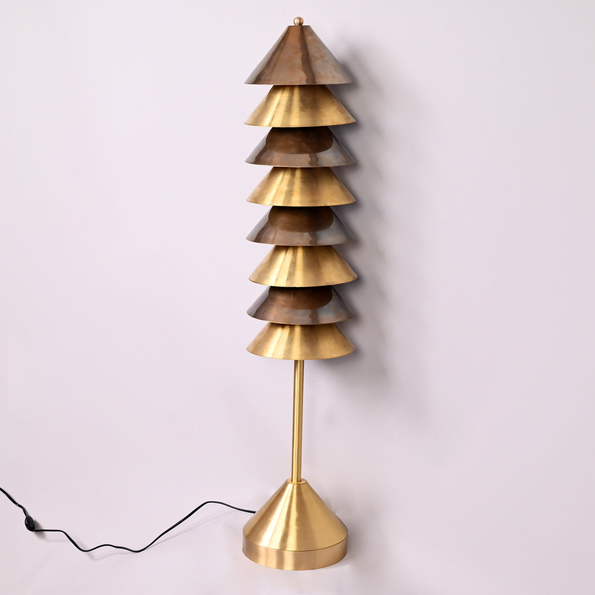 Handcrafted Mid-Century Modern Brass Floor Lamp | Customizable Finish 40” Height - 32396