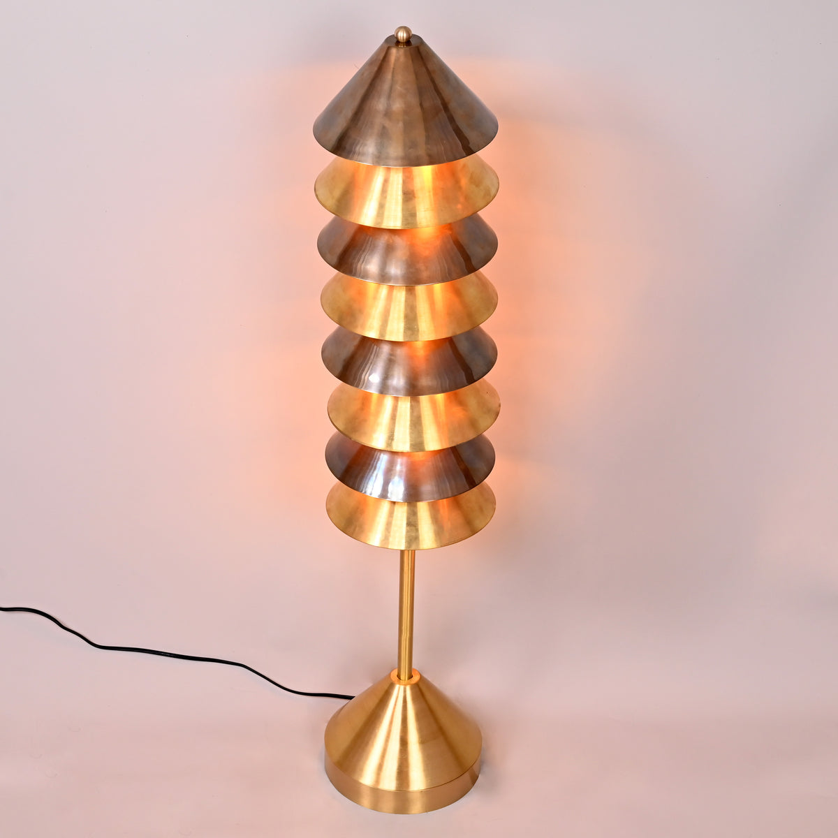 Handcrafted Mid-Century Modern Brass Floor Lamp | Customizable Finish 40” Height - 32396