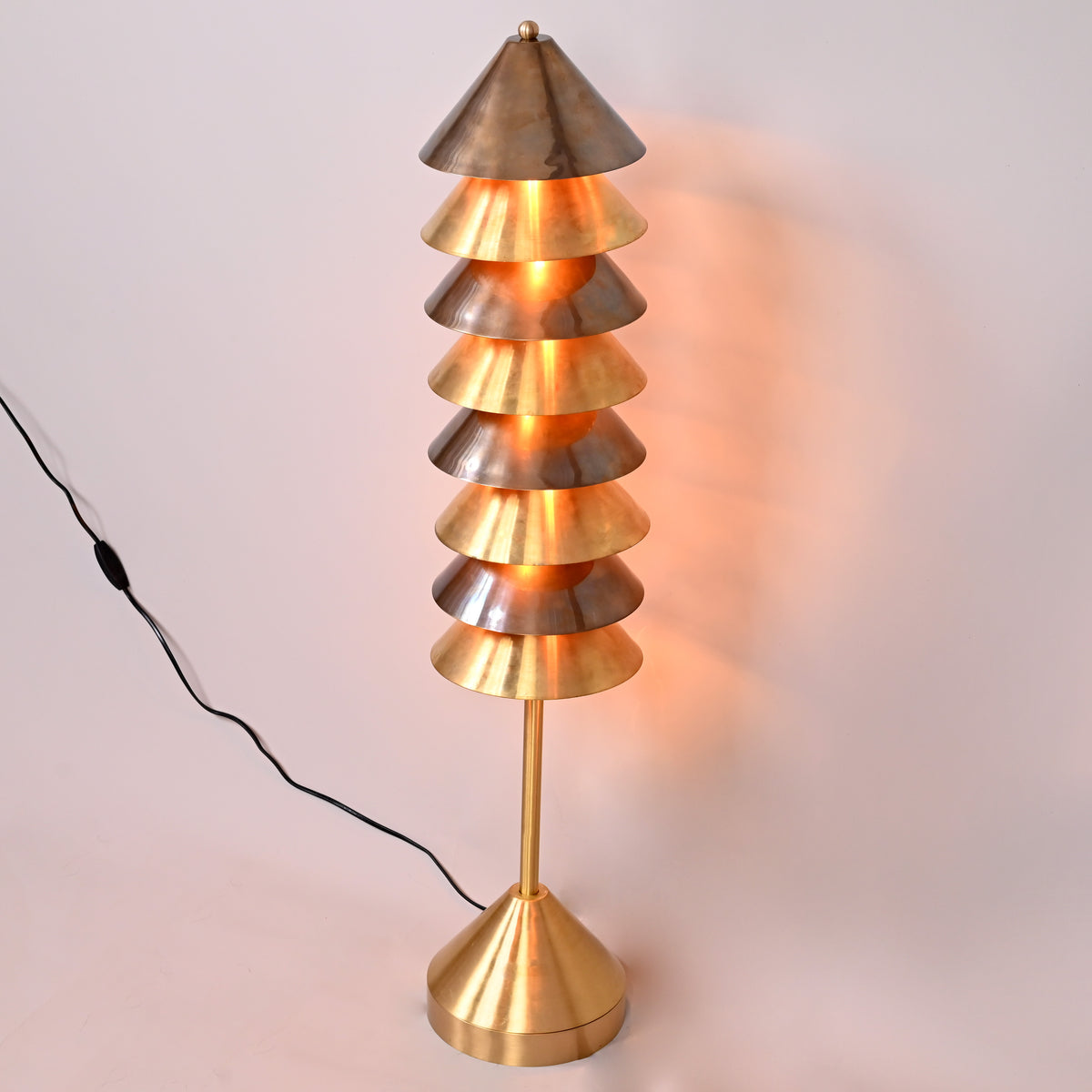 Handcrafted Mid-Century Modern Brass Floor Lamp | Customizable Finish 40” Height - 32396