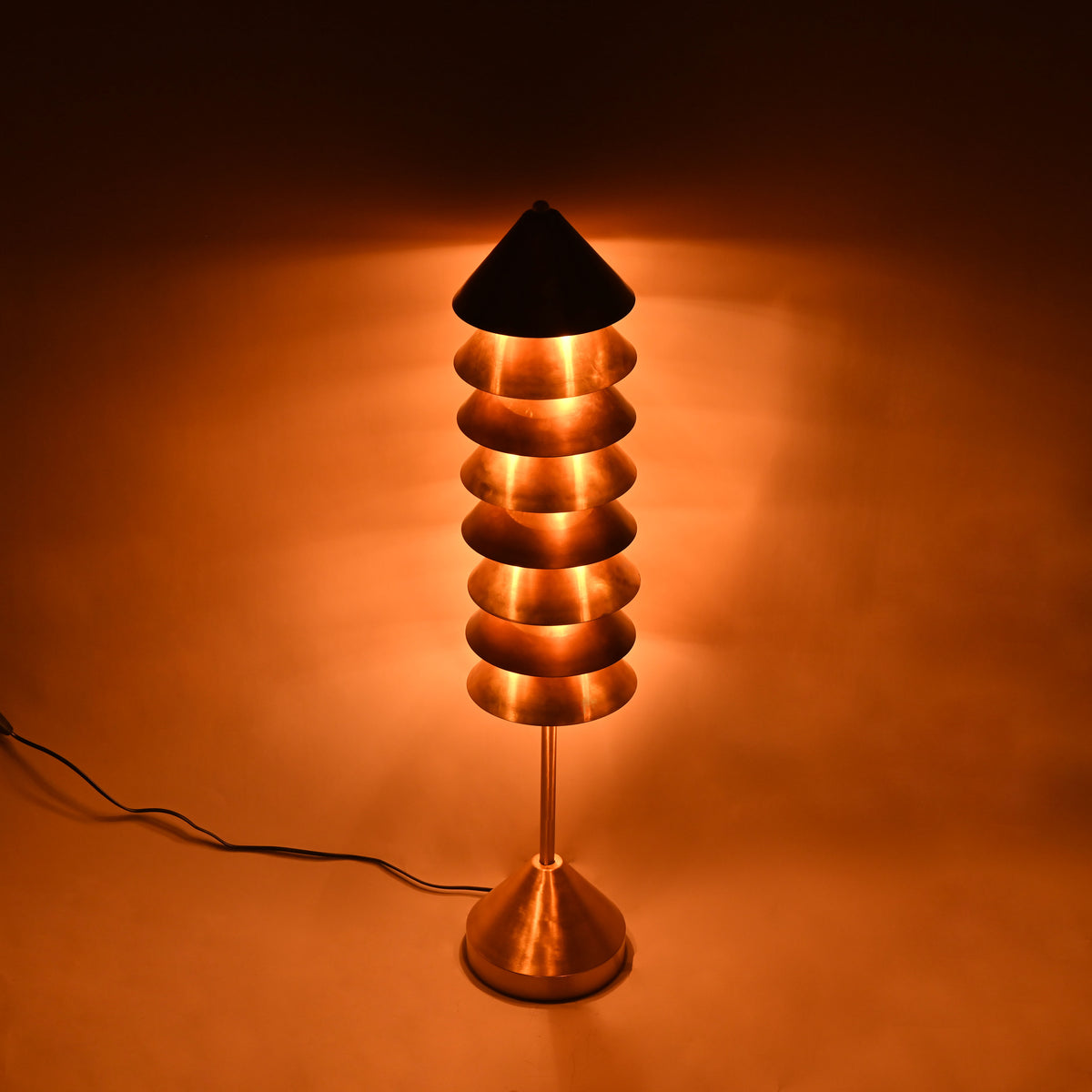 Handcrafted Mid-Century Modern Brass Floor Lamp | Customizable Finish 40” Height - 32396