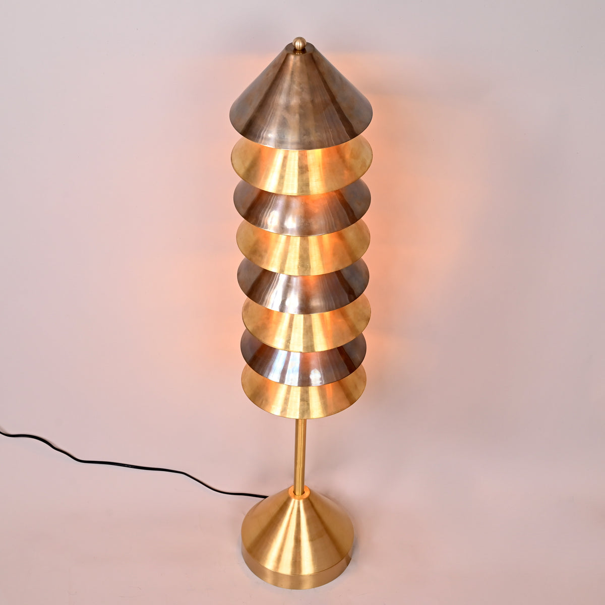 Handcrafted Mid-Century Modern Brass Floor Lamp | Customizable Finish 40” Height - 32396