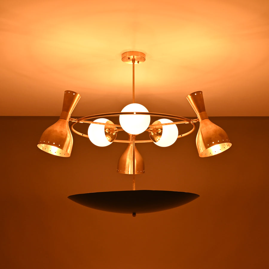 Prague Pivot - Diabolo Brass Chandelier - 14 Lights - 32397