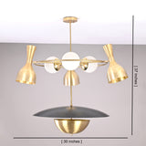 Mid-Century Modern Brass Chandelier – Customizable Ceiling Light Fixture - 32398