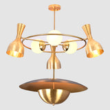 Mid-Century Modern Brass Chandelier – Customizable Ceiling Light Fixture - 32398