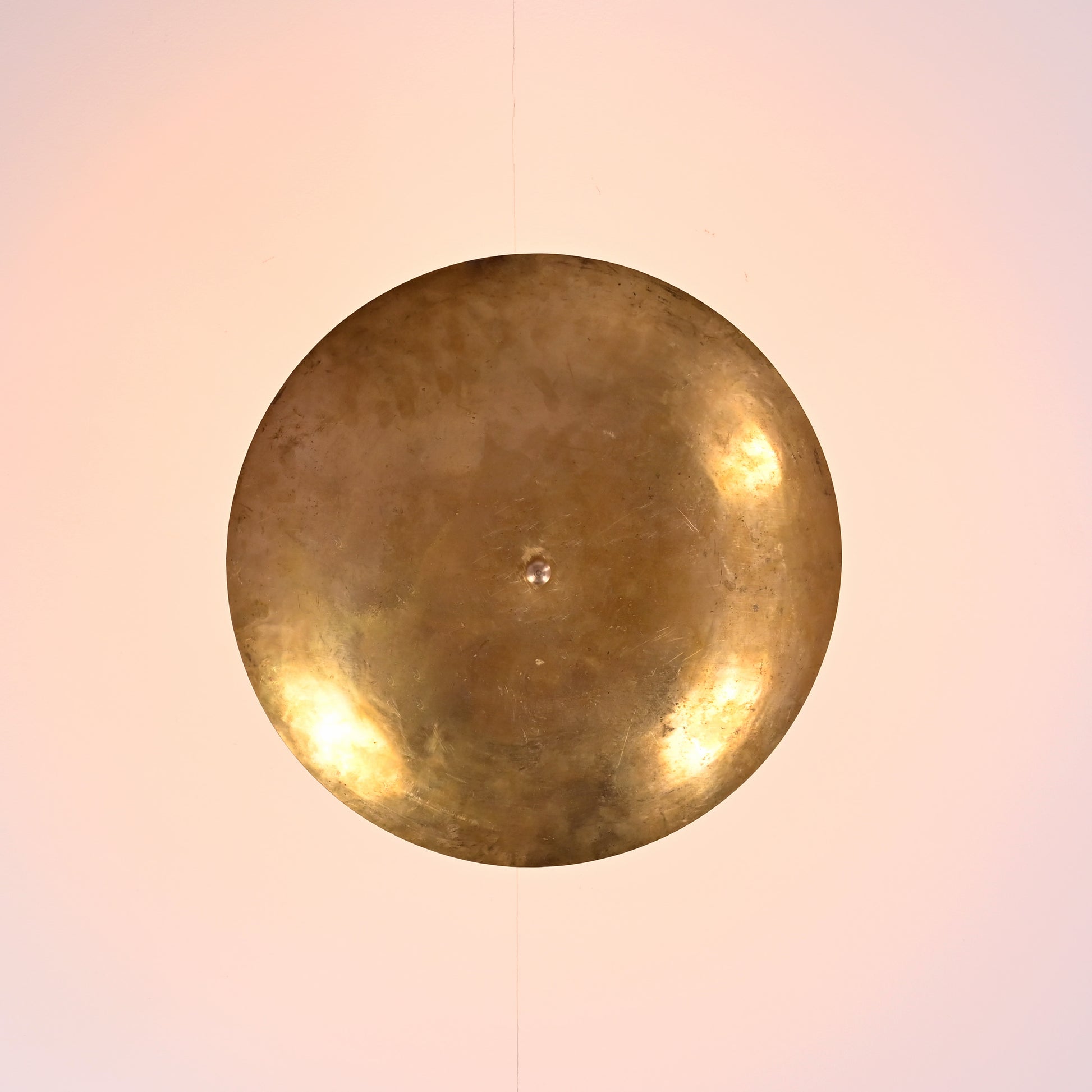 Six Lights Brass Disc Ceiling Pendant Light Raw Brass Finish by Brass Leaf Studio 32407