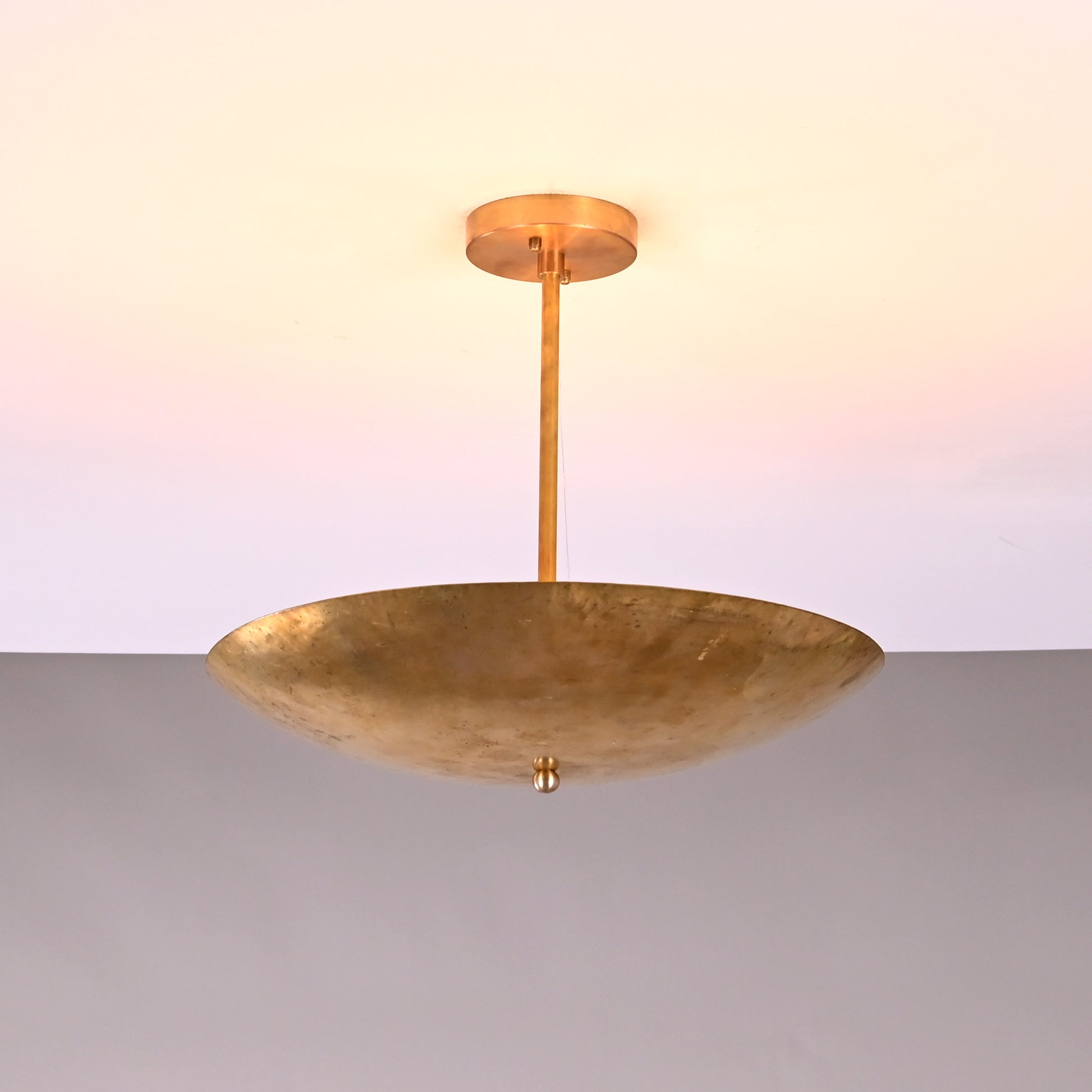 Six Lights Brass Disc Ceiling Pendant Light Raw Brass Finish by Brass Leaf Studio 32407