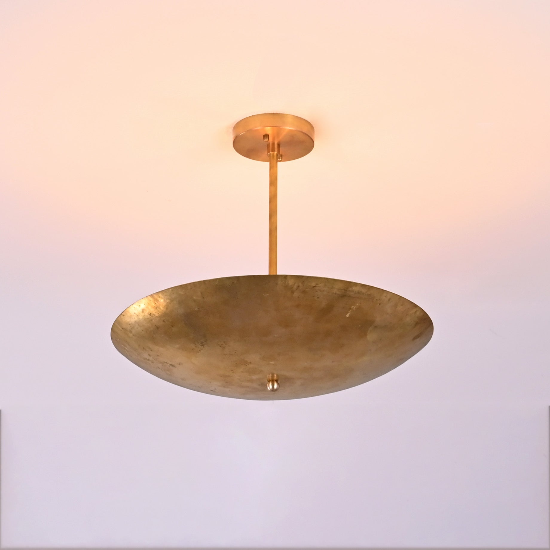 Six Lights Brass Disc Ceiling Pendant Light Raw Brass Finish by Brass Leaf Studio 32407