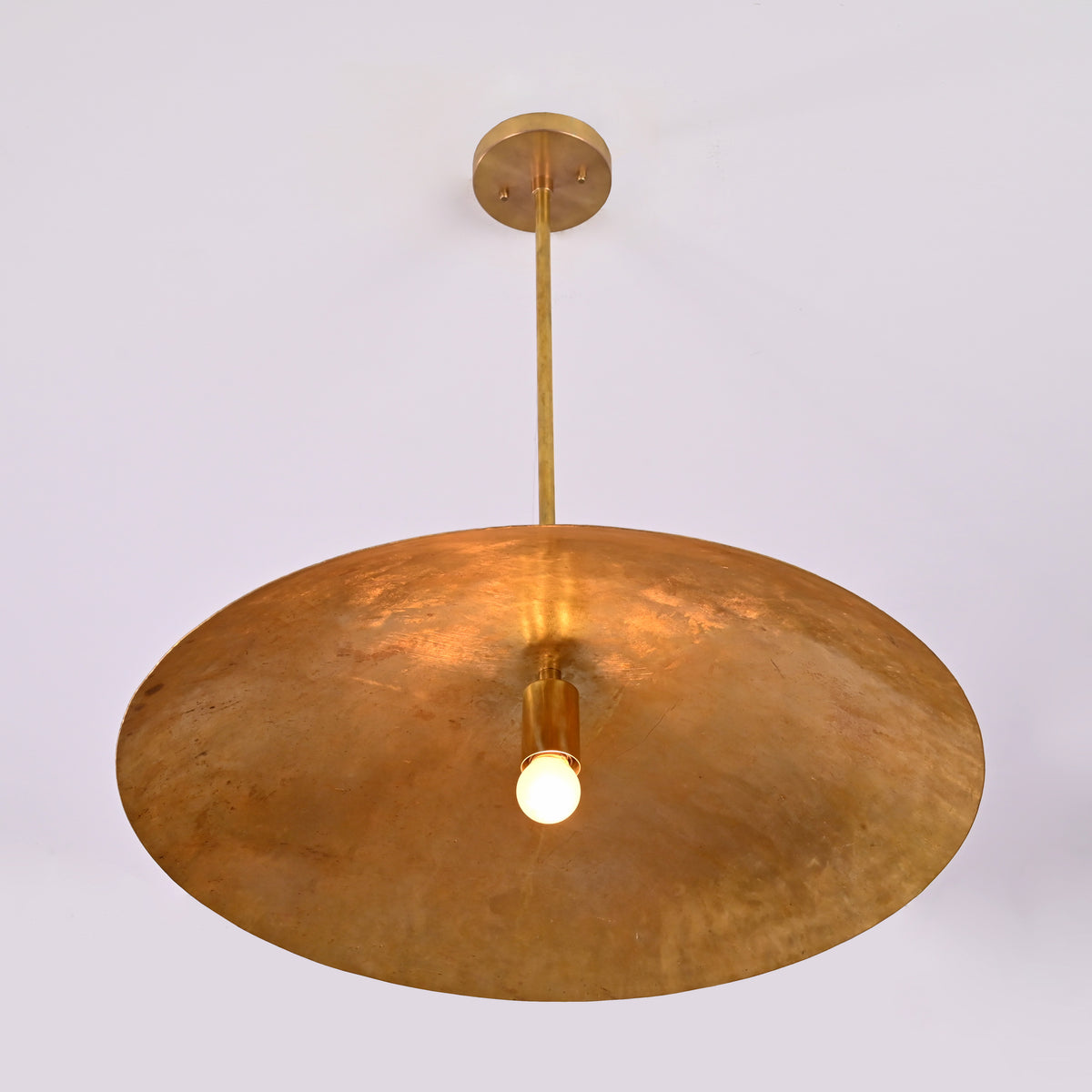 Etsy Listing: 24” Brass Dome Pendant Light | Handcrafted Minimalist Hanging Ceiling Lamp - 32408