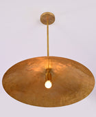 24 inches Brass Disc Pendant Ceiling Light Mid Century Style Raw Brass Lamp Fixture by Brass Leaf Studio 32408