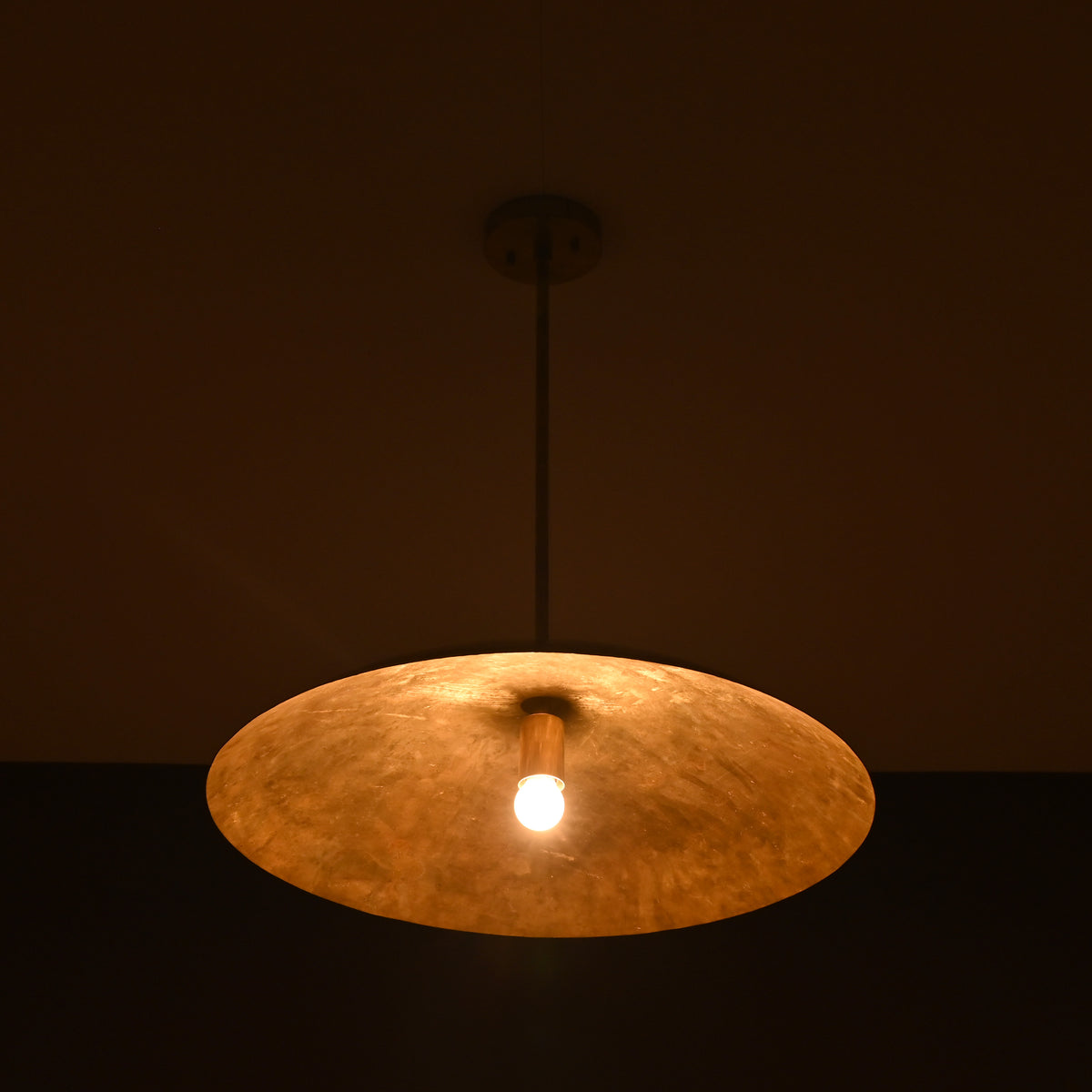 Etsy Listing: 24” Brass Dome Pendant Light | Handcrafted Minimalist Hanging Ceiling Lamp - 32408