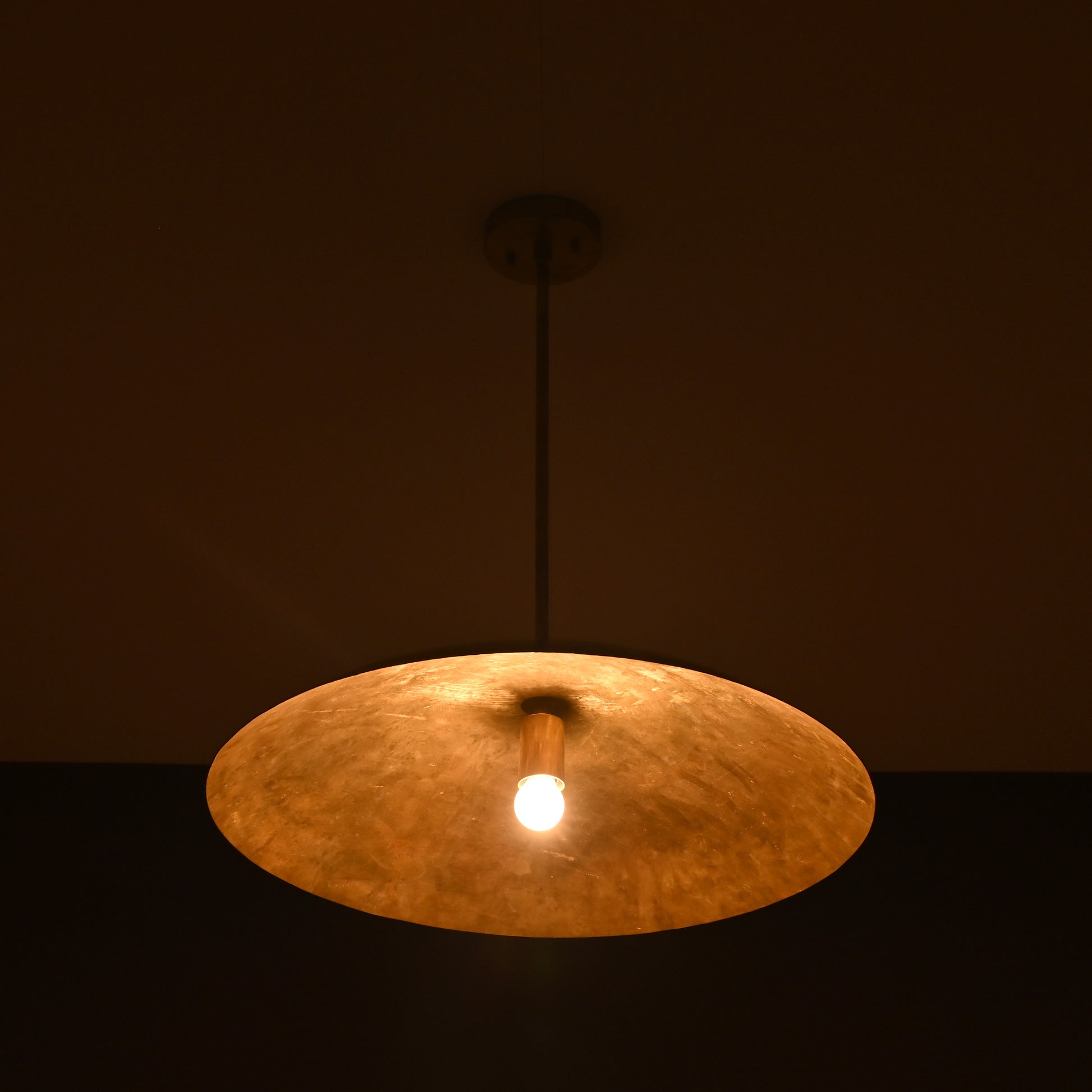 24 inches Brass Disc Pendant Ceiling Light Mid Century Style Raw Brass Lamp Fixture by Brass Leaf Studio 32408