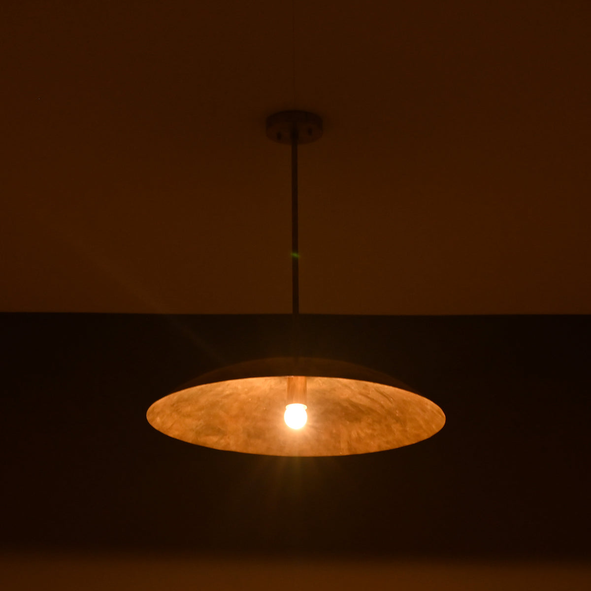 Etsy Listing: 24” Brass Dome Pendant Light | Handcrafted Minimalist Hanging Ceiling Lamp - 32408