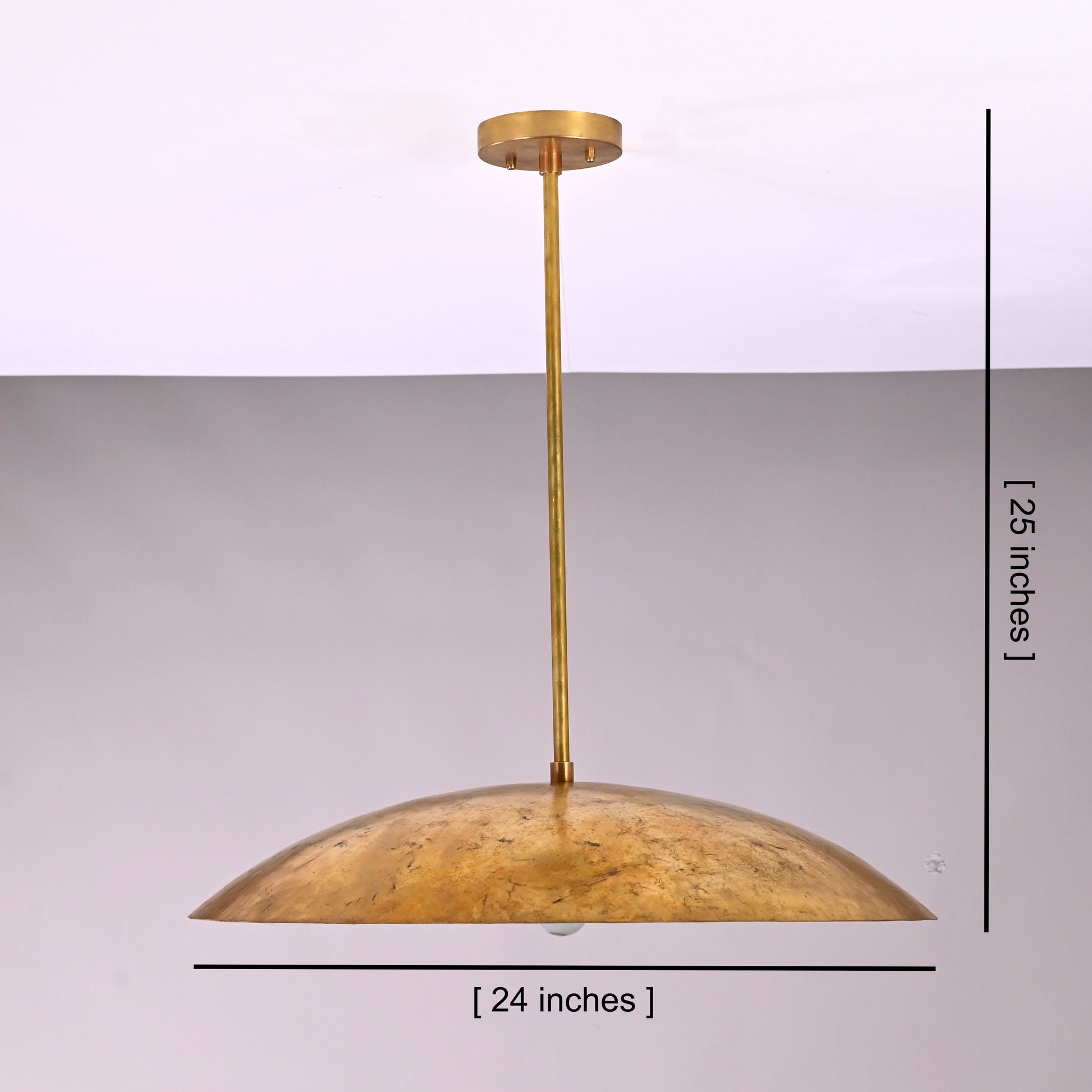 24 inches Brass Disc Pendant Ceiling Light Mid Century Style Raw Brass Lamp Fixture by Brass Leaf Studio 32408