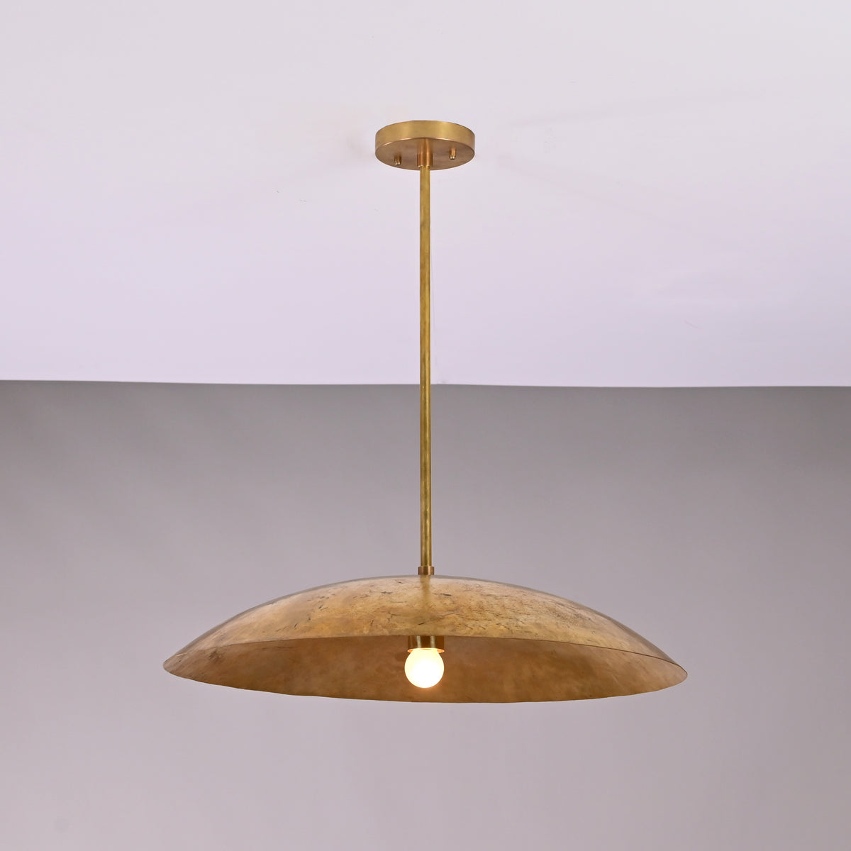 Etsy Listing: 24” Brass Dome Pendant Light | Handcrafted Minimalist Hanging Ceiling Lamp - 32408