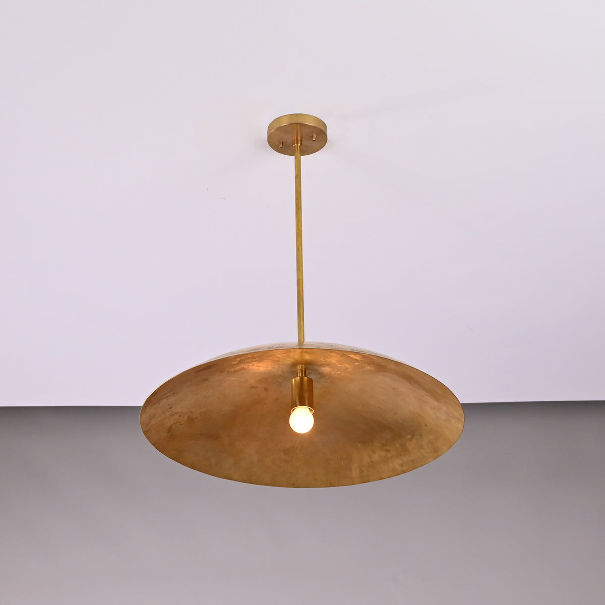 Etsy Listing: 24” Brass Dome Pendant Light | Handcrafted Minimalist Hanging Ceiling Lamp - 32408