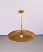 24 inches Brass Disc Pendant Ceiling Light Mid Century Style Raw Brass Lamp Fixture by Brass Leaf Studio 32408