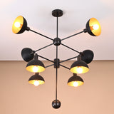 8-Light Black and Gold Brass Pendant – Contemporary Industrial Ceiling Fixture by Brass Leaf Studio