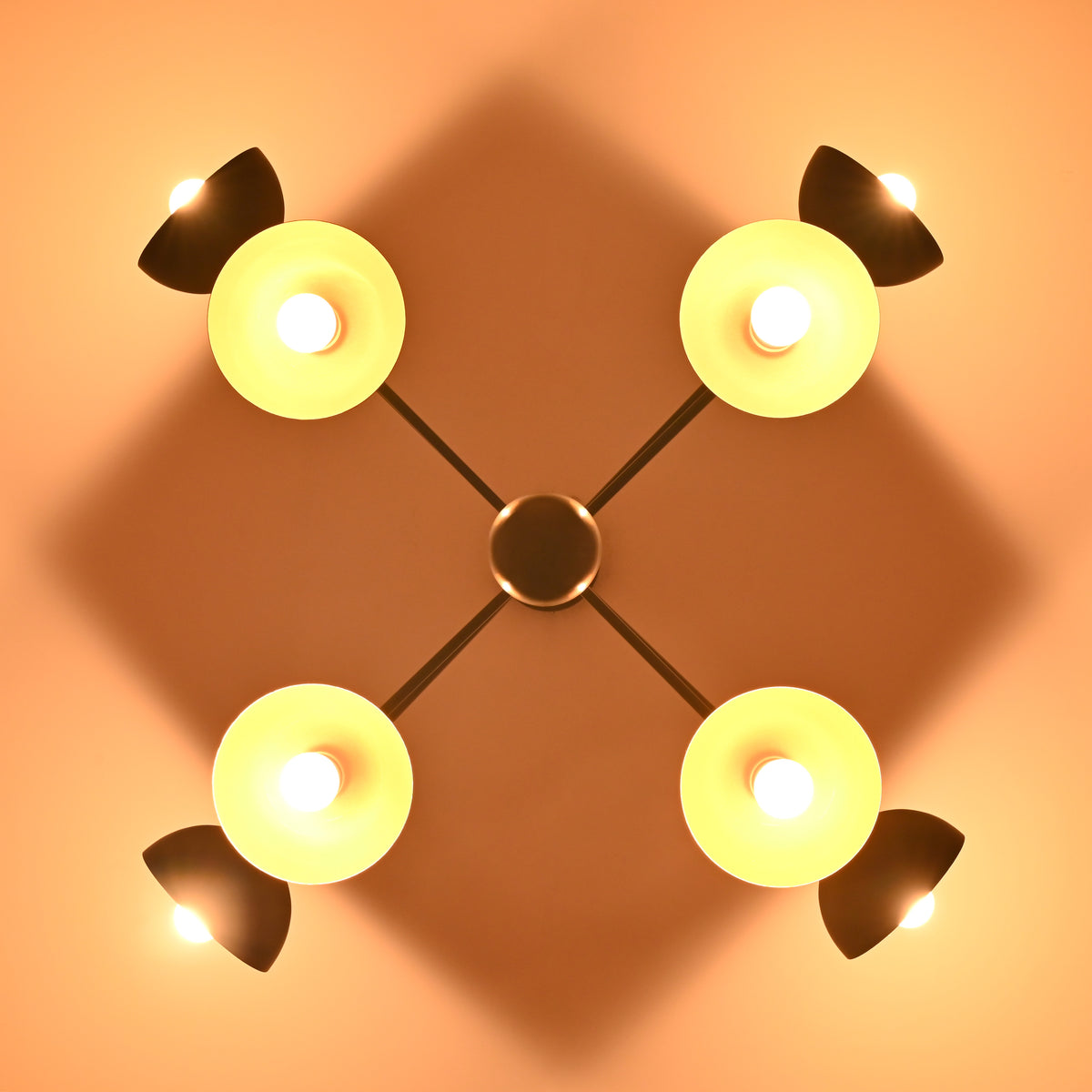 Modern Black and Gold 8-Light Chandelier – Industrial Pendant Lamp Casting Warm Light