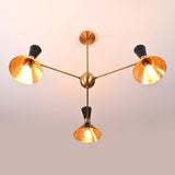 Modern 6-Light Brass Cone Chandelier – Warm Illumination with Perforated Shade Design