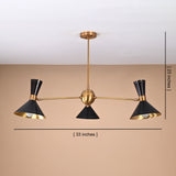 6-Light Brass Cone Shade Chandelier – Dimension View 33 x 23 Inches