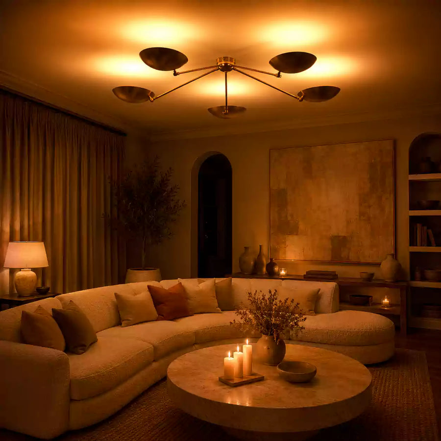 Tokyo Discus  - Flush Mount Uplifting Ceiling Chandelier - 5 Lights - 32459