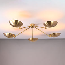 Flush Mount Brass Chandelier 24