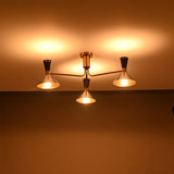 6-Light Brass & Black Cone Shade Flushmount – Modern Ceiling Light 32460