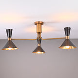 6-Light Brass & Black Cone Shade Flushmount – Modern Ceiling Light 32460