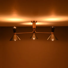 Modern Brass Flush Mount Ceiling Lamp | Customizable Mid-Century Modern Chandelier - 32460